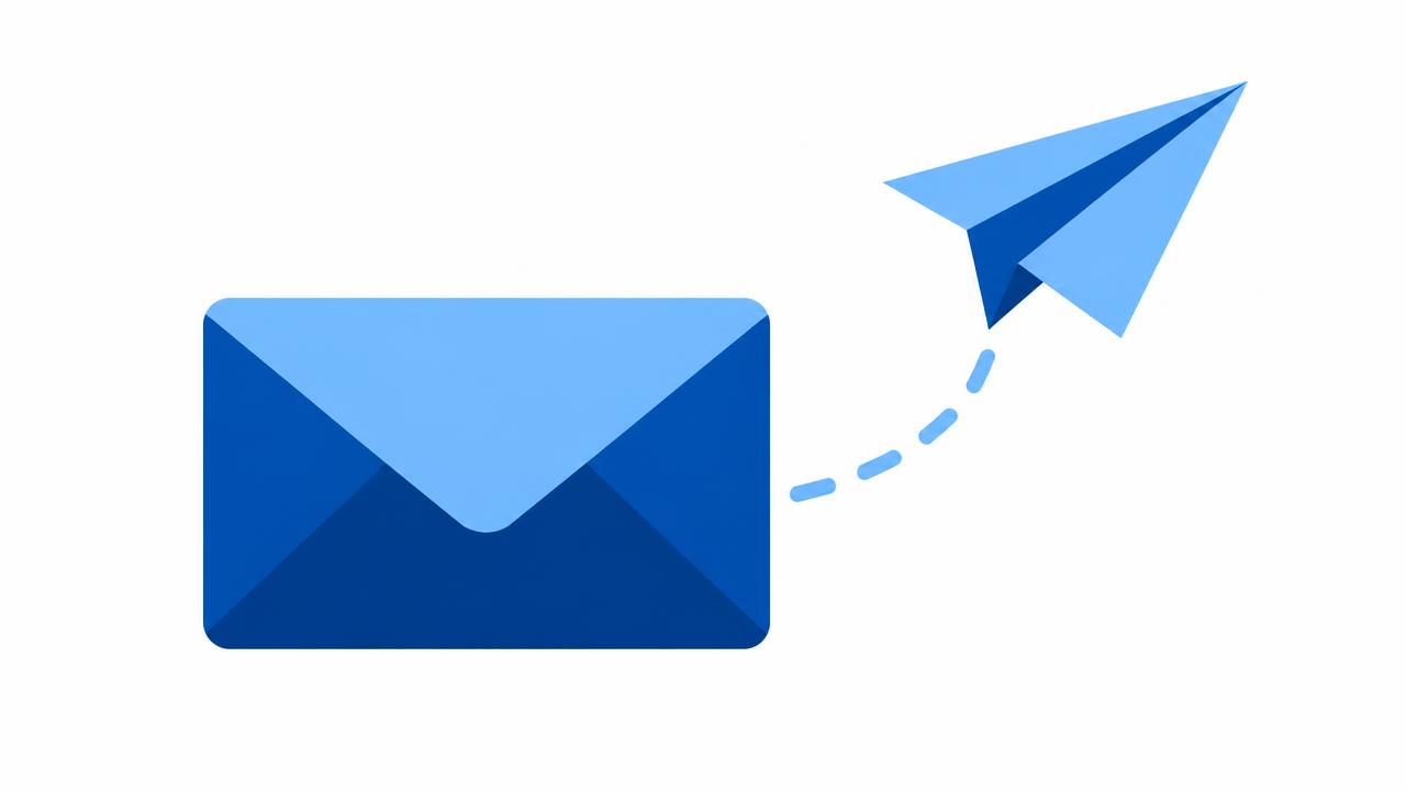 Illustration of an email envelope with a paper plane